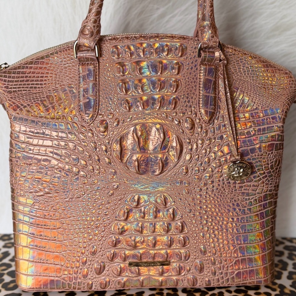 Brahmin Large Duxbury Melbourne Rose Gold Satchel NWT METALLIC HOLOGRAPHIC FIRM$ - Picture 15 of 15
